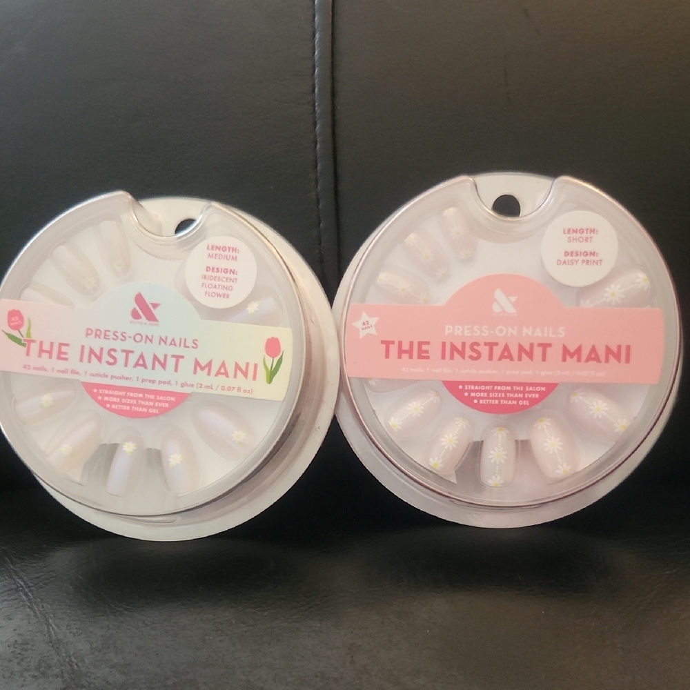 Olive & June - The Instant Mani - 2 pack. Daisy Print and Irides Floating Flower
